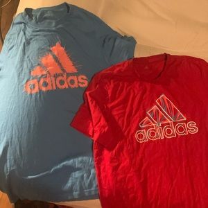 2 Adidas short sleeve tee shirt size L